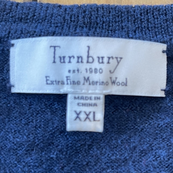 Turnbury Mens Extra‎ Fine Merino Wool Navy Blue V-Neck Sweater Vest Size Xxl - Picture 3 of 3